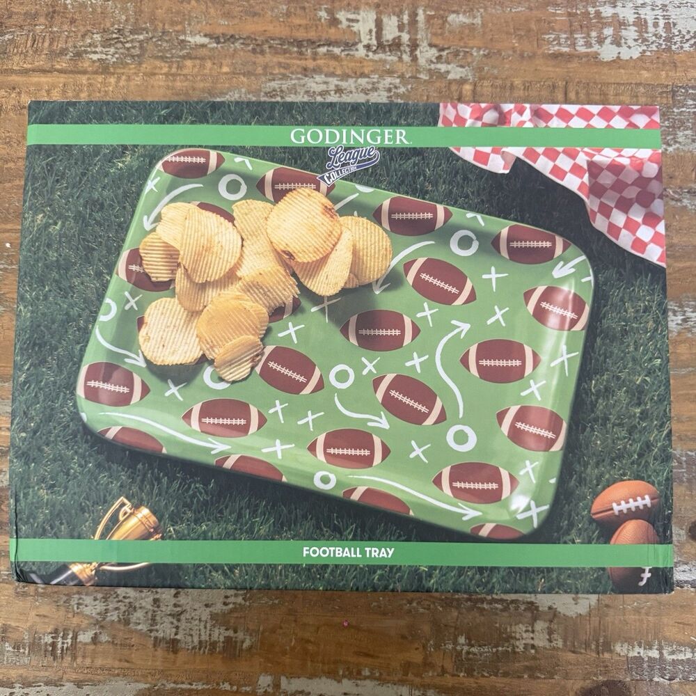 GODINGER League Collection Ceramic Football Tray 13.25” X 9.5” New In Box